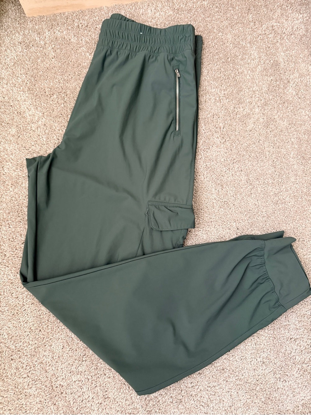 Women's Dark Green Active Cargo Joggers Large Long